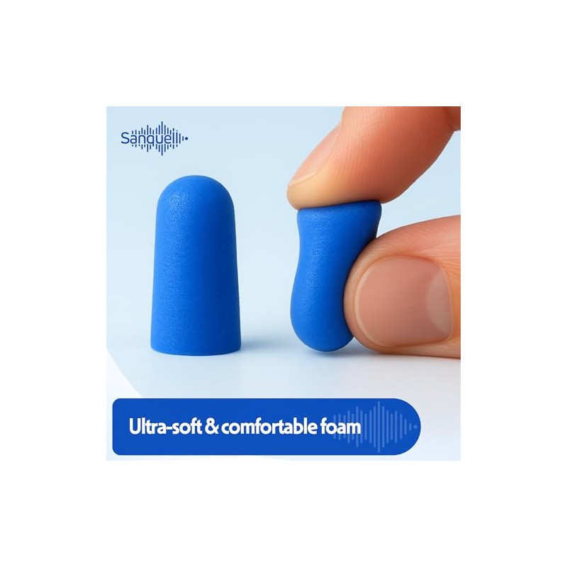 Sanquell Soft Disposable Foam Ear Plugs, 70 Pairs, SNR 38