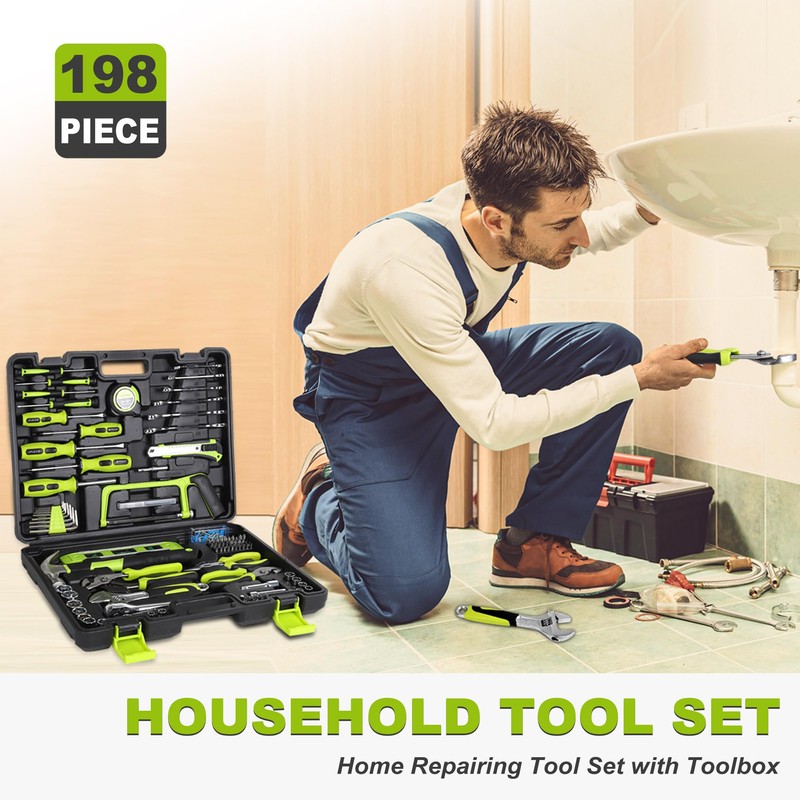 FASTPRO 198-Piece Household Tool Set, Home Repairing Tool Set with
