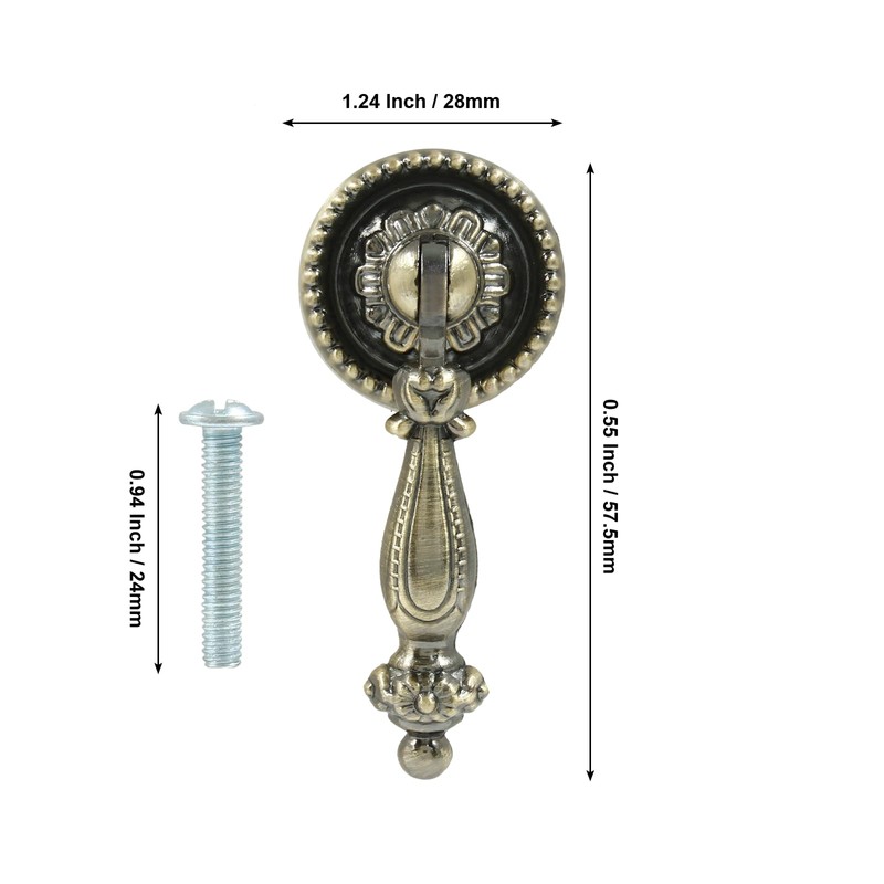 Hordion 4Pcs Bronze Metal Tear Drop Knobs Drawer Pulls Antique