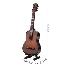 Dekaim Wooden Miniature Guitar Model, Musical Instrument, Guitar Model, Mini Music Ornaments for Crafts, Home Decoration (14 cm Coffee Colour)