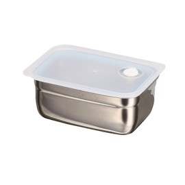 Pearl Metal Stainless Steel Storage Container with Valve, 1.0 L Shield Lock HB-5050 Silver