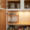 WooFawn 2-Tier Expandable Bamboo Corner Shelf - Dish/Plate Organizer for