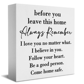 Inspirational Home Farmhouse Decor Desk Decor Wooden Box Sign Always Remember You are Braver Than You Think Rustic White Wood Block Plaque Box Sign for Women Family Friends Shelf Table Decoration