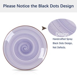 Selamica Ceramic 12-Pieces Dinnerware Sets, Scratch Resistant Plates and Bowls Sets, Handpainted Swirl Dishes Set for 4 with Spray Black Dots, Dishwasher&Microwave Safe, Gradient Color