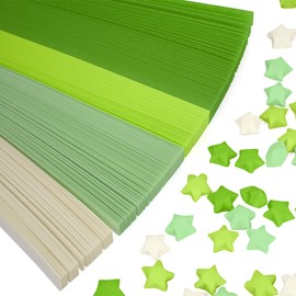 ZIIYAN 1620 Sheets Star Origami Paper Solid Color Gradient Color Star Paper Strips, Double Sided Lucky Star Decoration Paper Strips, Craft Clover Origami Kit, DIY Hand Art Crafts (Green)