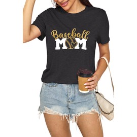 Baseball Mama & Mom Shirts with Gold Foil - Support Your Player Cotton Blend Tee for Baseball Moms