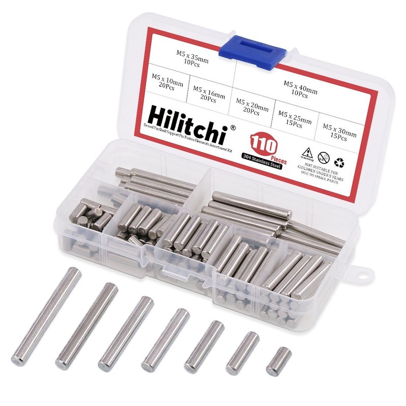 Hilitchi 110 Pcs Dowel Pin Stainless Steel Shelf Support Pin