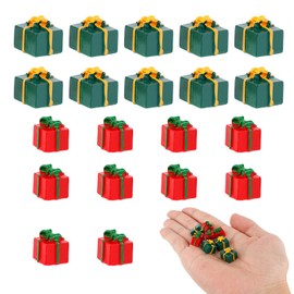 Pack of 20 Christmas Tree Mini Boxes Ornament, Coloured Mini Gift Boxes Made of Resin Christmas Miniature Ornaments for Christmas Tree Decoration DIY Crafts