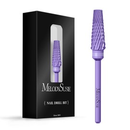 MelodySusie Upgrade 5 in 1 Nail Drill Bits, 3/32'' Carbide Tungsten Multi-Function Mixed Sizes Edition, Suitable for Manicure Pedicure Cuticle Gel Polishing, Professional Advanced Bits, Purple
