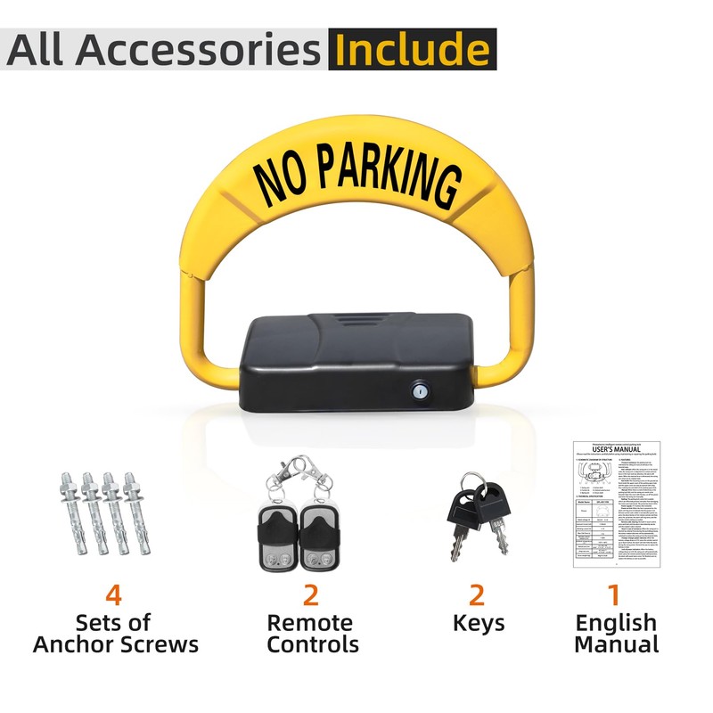 ORIENTOOLS Automatic Remote Control Parking Lock, Folding Parking Barrier Batteries