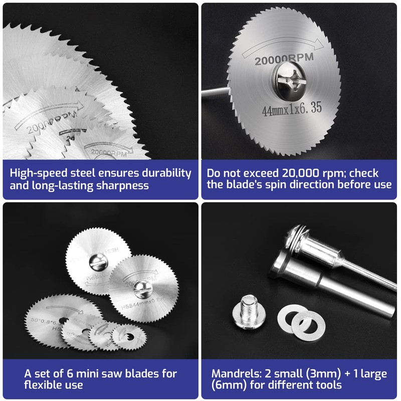 AzureRay 6 Circular Saw Blades for Dremel Accessories, Cutting Discs