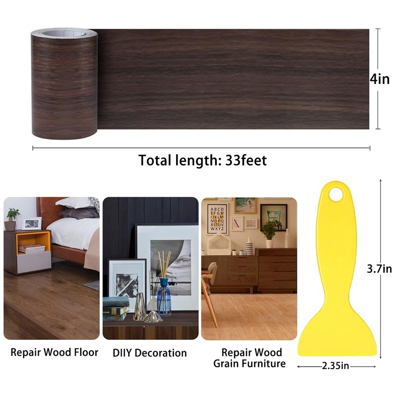 4" X33' Size Realistic Wood Grain Repair Tape, Self Adhesive
