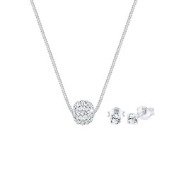 Elli Women's Necklace Ball with Crystals in 925 Sterling Silver, Sterling Silver, Crystal