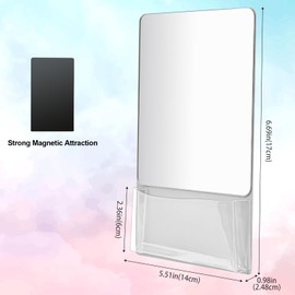 Torolle Magnetic Locker Mirror, 6.69" x 5.51" Small Real Glass Mirror with Holder Bag and Magnet Backing for School Bathroom Gym Household Refrigerator Office Cabinet Safety Kids -Grey&White