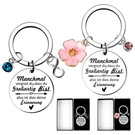 Dadabig Set of 2 Courage Gift Keyrings Inspirational Gifts for Girlfriend Sister Colleague Wife Mother Farewell Gift Motivational Gifts, silver