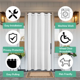 SK Studio Door Curtain, Opaque Thermal Curtains with Eyelets, Cold Protection, Heat Insulation for Bedroom Door, Wardrobe, White, 86 x 203 cm