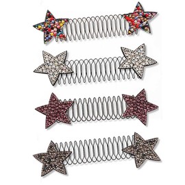 5 Pcs Invisible Hair Clips Combs Rhinestone Star Hair Finishing Fixer Combs Stretchable Hair Comb Pins Hair Styling Accessories for Women and Girls