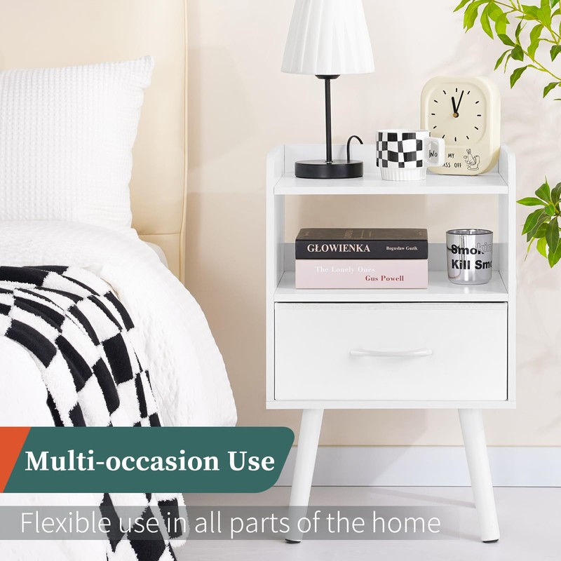 Yoobure Modern Nightstand with Drawer, Bedside Tables, Mid Century Nightstands