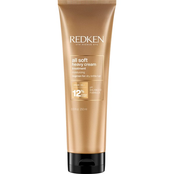 Redken Hair Treatment, With Argan Oil, Deep Conditioning & Frizz Control, Moisturizes Dry and Brittle Hair, Softer and Smoother Hair, All Soft Heavy Cream, 8.5 fl.oz./250ml