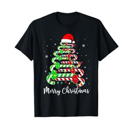 Candy Cane Santa Hat Funny Xmas Tree Merry Christmas Y'all T-Shirt