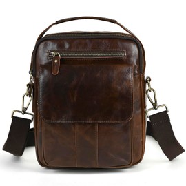 Mens Genuine Leather Sling Messenger Shoulder Cross body Satchel Bag Handle Tote Business Briefcase Portfolio (Coffee 2)