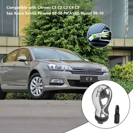 DMNQ Car Gear Knob Gear Lever 5 Gears, Manual Shift Head, Shift Knobs, Interchangeable Car Transmission Head, Suitable for Citroen C5 01-08 Xsara Picasso 99-08