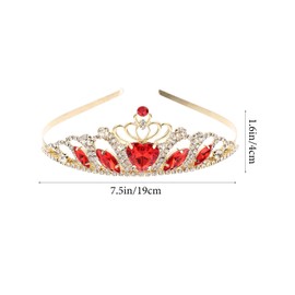 ULTECHNOVO Baroque Queen Crown, Sparkly Glitter Rhinestone Red Metal Headbands Wedding Hair Crowns Tiaras Clasps Accessories for Kids Girls Women Brides