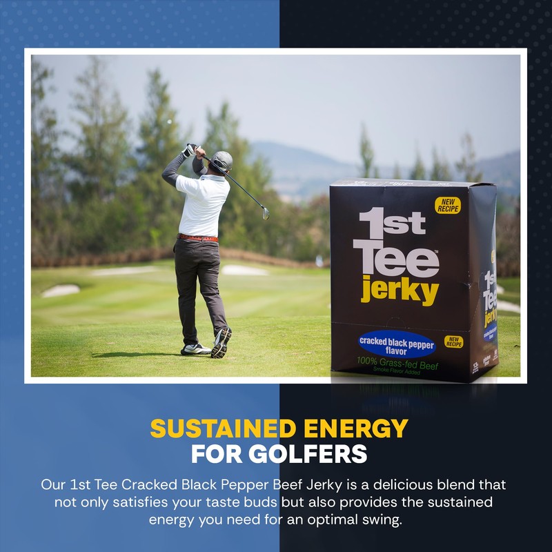 1st Tee Cracked Black Pepper Beef Jerky made with grass-fed