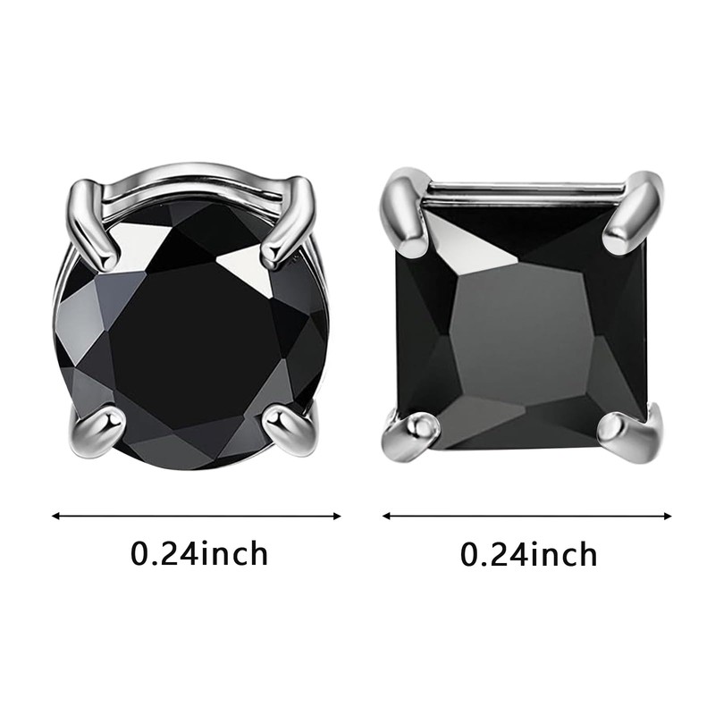 NEWITIN 6 Pairs Stainless Steel Magnetic Stud Earrings for Men