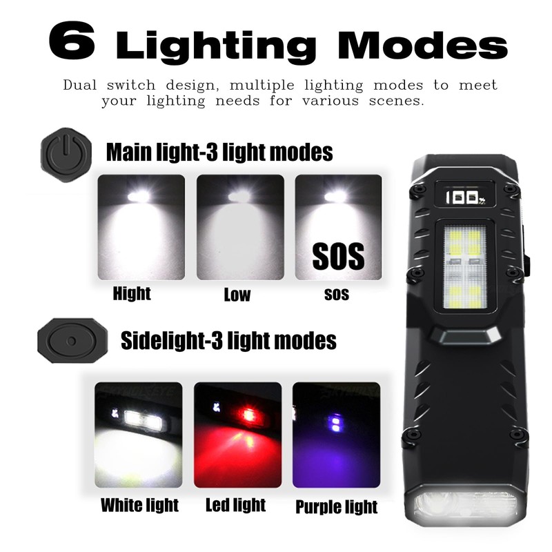 Kiavox Flat Flashlight Rechargeable, Super Bright EDC Tactical Flashlights with