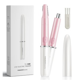 TOUCHBeauty Nose Hair & Eyebrow Trimmer for Women 2IN1 Facial Hair Removal Set for Nose, Chin, Upper-Lip, Peach-Fuzz Battery Operated Pink Color TB-1458