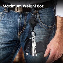 Retractable Key Chain, Heavy Retractable Key Holder with 3 Pack ID Badge Holder, Badge Reels for up to 8 oz Strong with Steels Retractable Cord and Key Ring