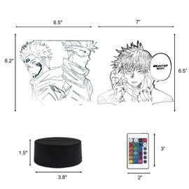 2 in 1, Jujutsu Kaisen, Gojo Satoru, 3D Illusions Anime Lamp, 16 Colours RGB Remote Control, LED Desk Night Light