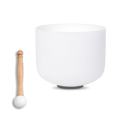 SOUNDELLO 7 inch White A Note Third Eye Chakra Quartz Crystal Singing Bowl, for Healing Mindfulness Meditation Yoga Sound Baths, with Rubber Mallet O-ring