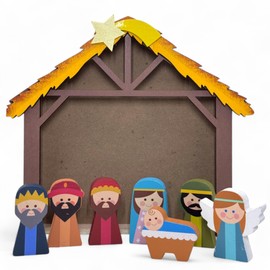MIJOMA Beautiful Nativity Figures for Nativity Scene - Hand-Painted Wooden Figures - Perfect Christmas Decoration in Various Sets and Styles to Choose From (8 Pieces - 5 cm High)