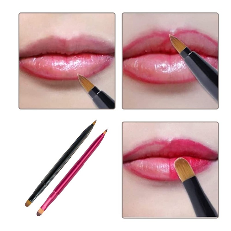 YongXiangPeng 2 Pcs Dual End Lipstick Brushes Portable Retractable Lip