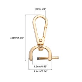 uxcell 1 Set Detachable Snap Hooks, 0.59" D Ring Swivel Clasp for Purses Push Gate Lobster Claw Clasps Fashion Clip Purse Making with Screwdriver, Gold