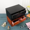 PACKGILO Wooden Storage Box Rustic Desktop Organizer with 2 Drawers