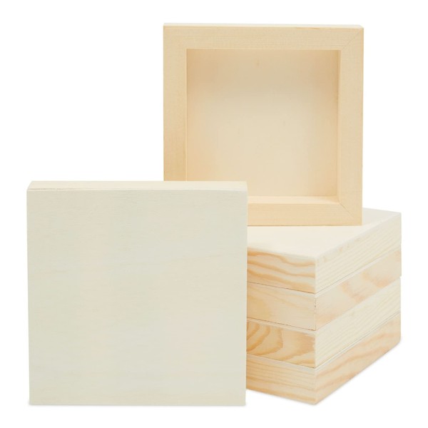 6 Pack Unfinished Wood Canvas Boards for Painting, Blank Deep
