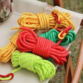 Set of 4 Ropes, Tent Rope, 2 Reflective Materials, Length 1.6 ft (4 m), Diameter 0.2 inches (5 mm), Paracord Guy Rope, Tarp Rope, Camping Cord, Outdoor Tarp, Tent Fixing, Tent Rope