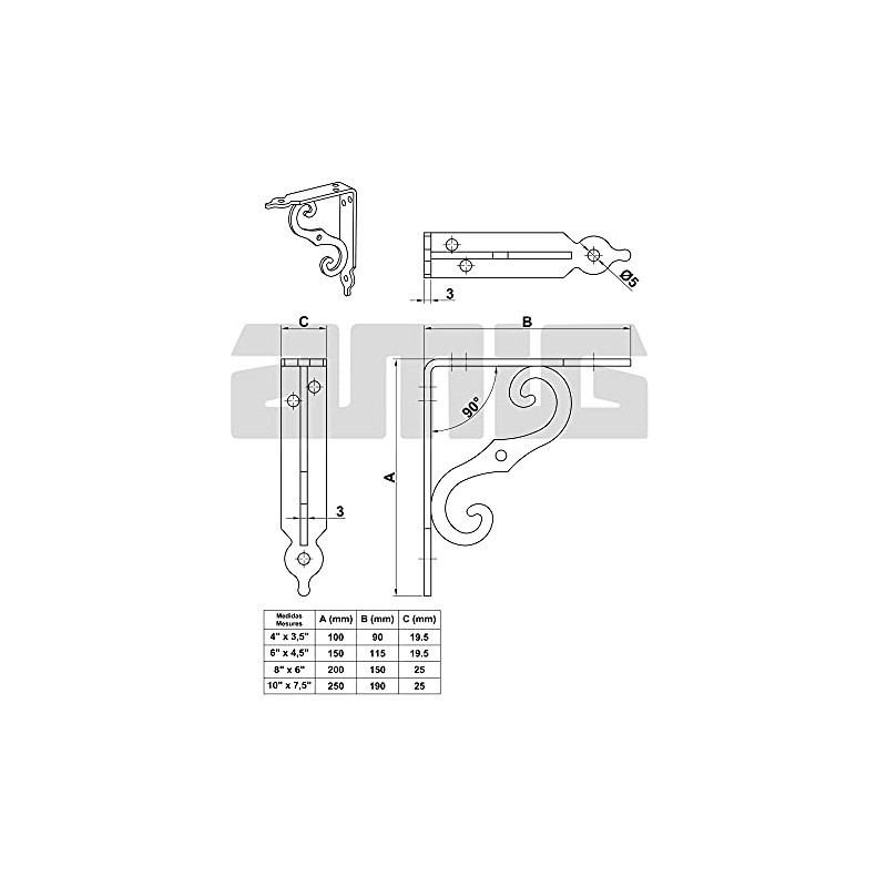 Amig - Shelf Bracket Stainless Steel Model 2 | Metal