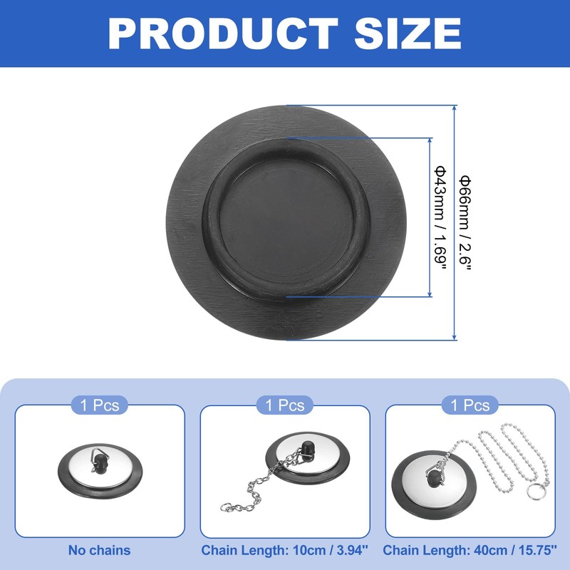 uxcell 1Set 1.69" Bathtub Drain Stopper, Universal Rubber Sink Plug