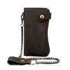 LUUFAN Mens Leather Long Bifold Wallet with Chain, Biker Wallet