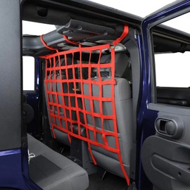 POETRYXIAO Rear Seat Isolation Pet Net, Back Seat Divider for Dog for 2007-2020 Jeep Wrangler JK JL Gladiator JT 2/4 Door(Red)