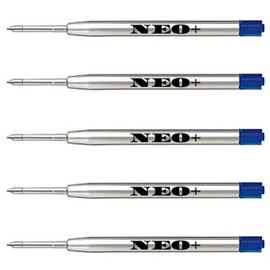 Quality Ballpoint Pen Refills, Medium Point. Compatible with Parker Ball Pen. G2 Style Refill (5 x Blue Ink)