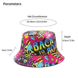 YAMEIZE Retro Style 80s Summer Bucket Hat for - Women Men Teens Vintage Reversible Double Side Fisherman Hat Sun Outdoor