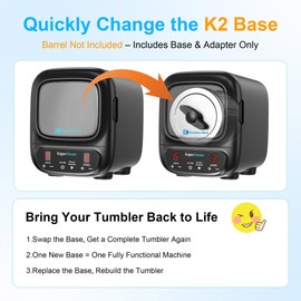 KomeStone Replacement Motor Base for K2 Elite Rock Tumbler, with Quiet Brushless Motor & Noise-Reduction Cover, Includes Power Cord - Genuine