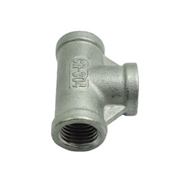 CDQBWKJGFJ 2 pcs Stainless Pipe Tee 3 Way Cast Pipe Fitting Female 1/4" NPT Threaded Connector T Shaped Adapter 304 Stainless Steel