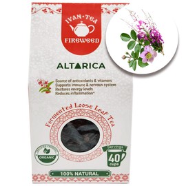 Altarica Siberian Natural Wild Ivan Chai Fireweed Willowherb Fermented Long Loose Leaf Tea Loose & Rose Hips Blend 50g/ 1.76oz - Set of 2