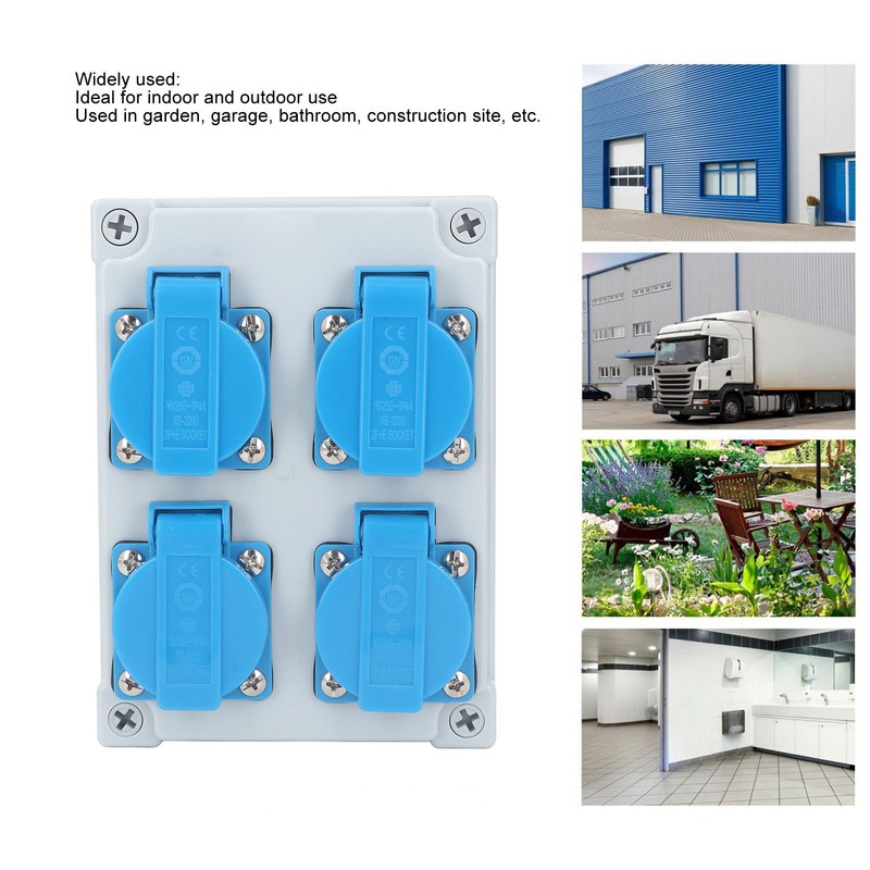European Wall Socket 4P IP44 Waterproof Building Power Distributor for